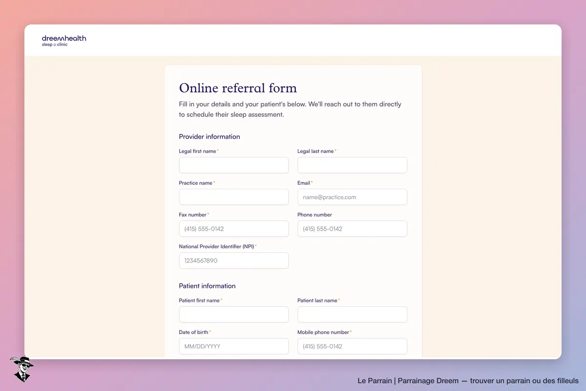Page parrainage de Dreem