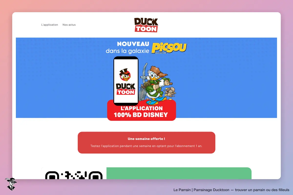 Page d'accueil de Ducktoon