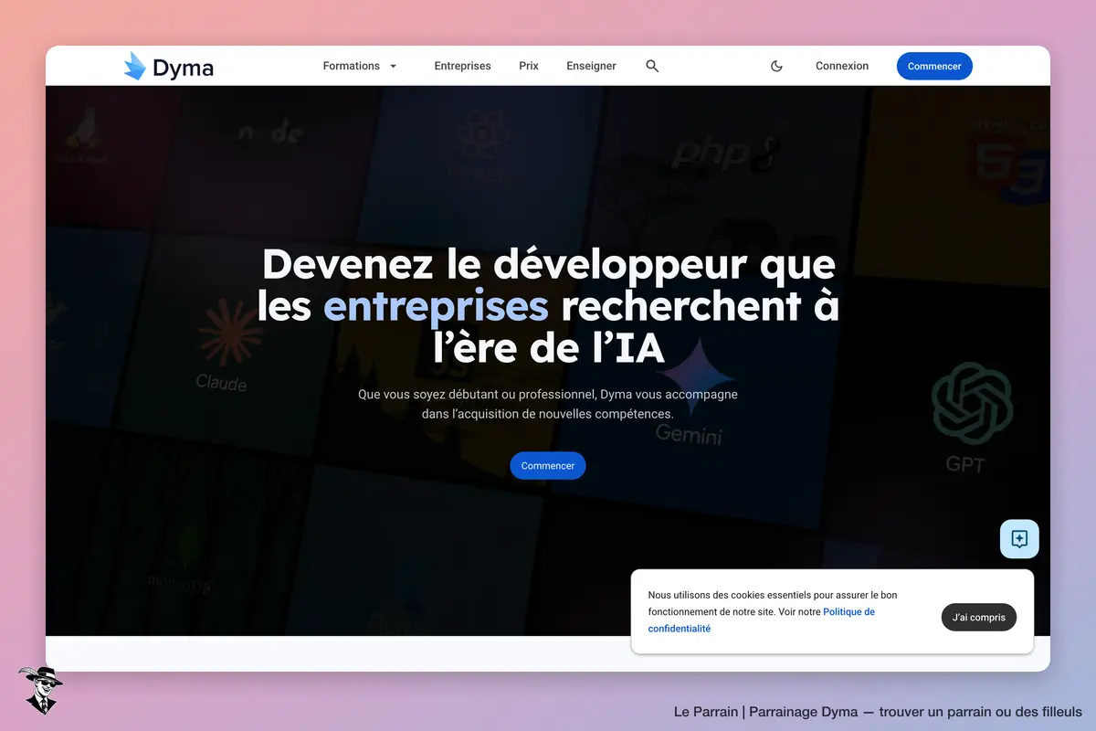 Page d'accueil de Dyma