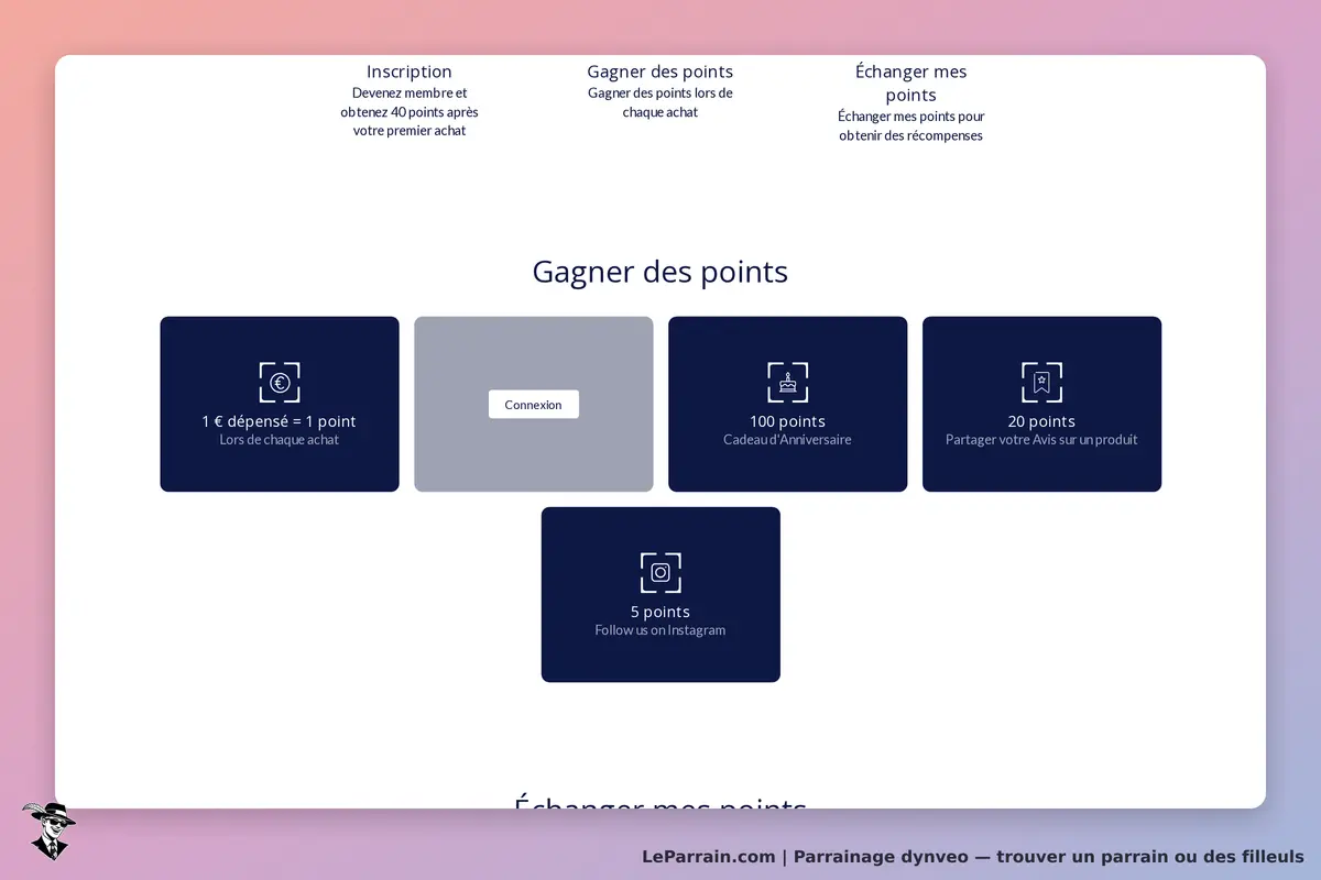 dynveo : section pour gagner et échanger des points avec divers moyens d'interaction