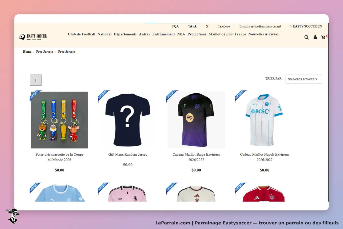 Eastysoccer : eASTY SOCCER : page de maillots gratuits avec divers produits et porte-clés mascotte