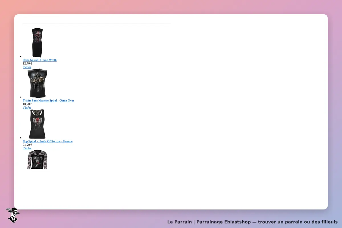 Page d'accueil de Eblastshop