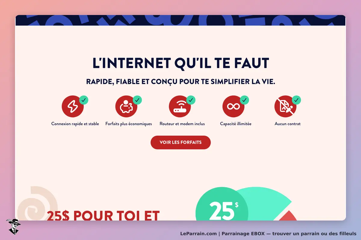 EBOX : Internet sans contrat, capacité illimitée, modem et routeur inclus