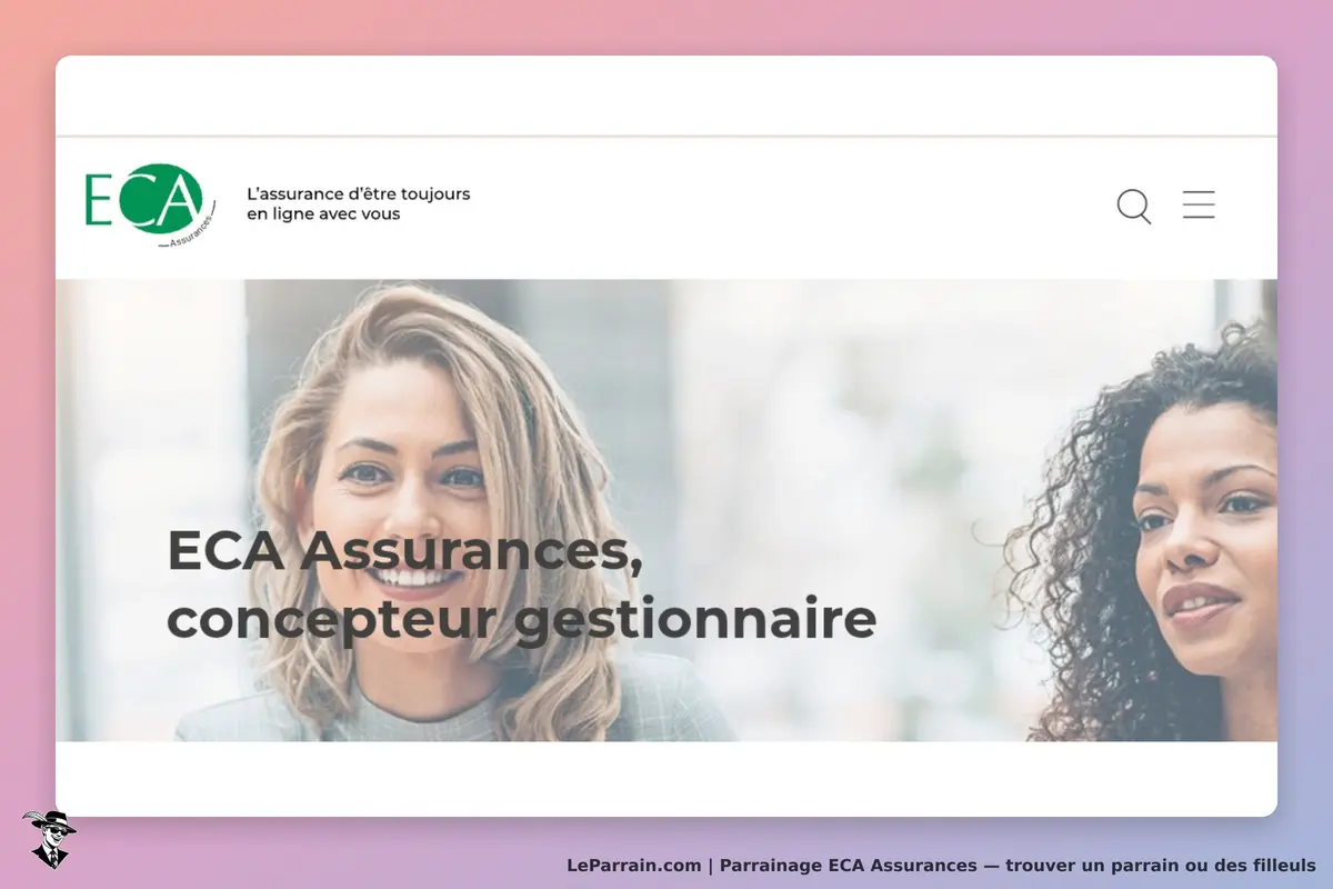 ECA Assurances : page d'accueil avec deux femmes souriantes et le logo de l'entreprise