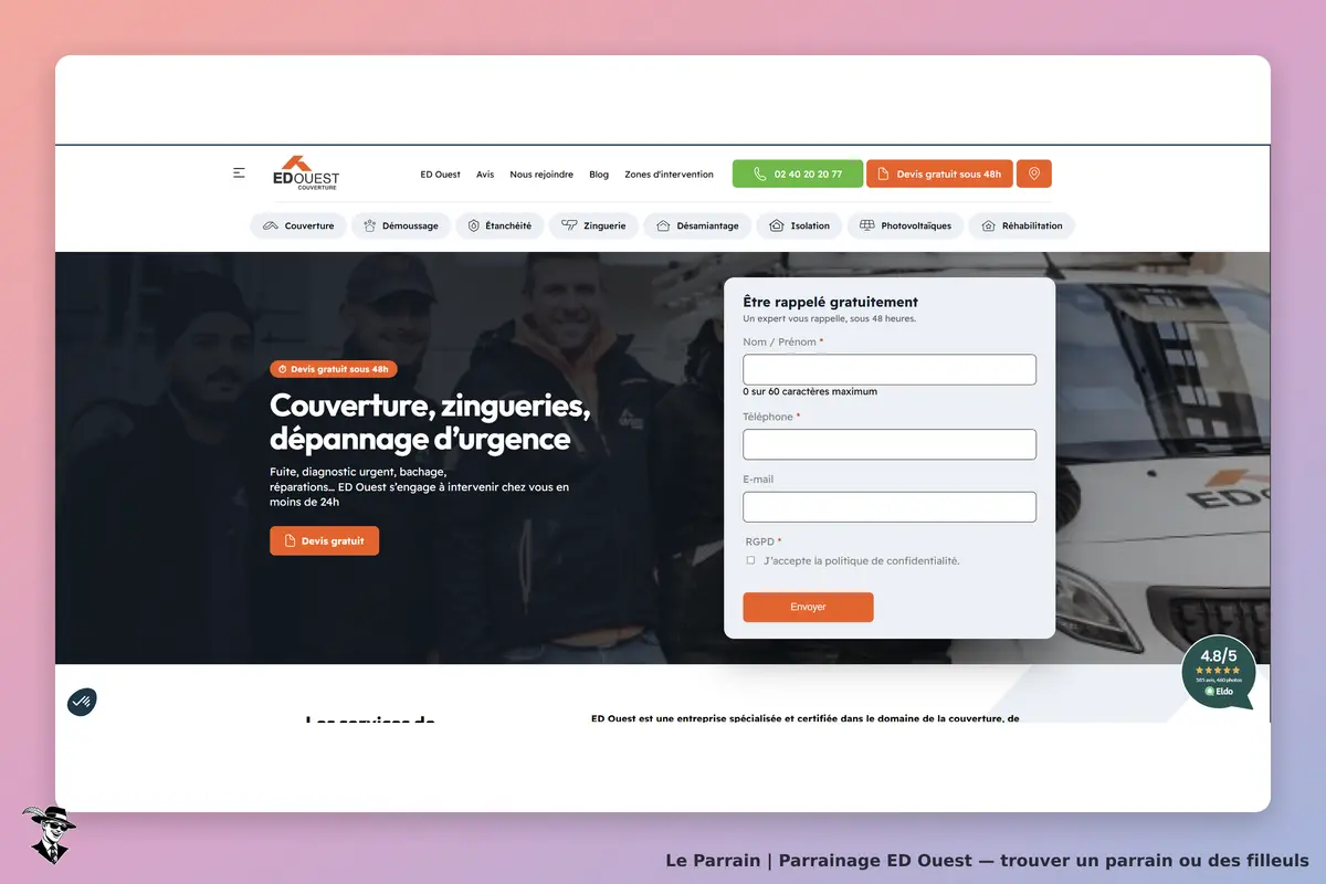 il montre la page d'acceuille du site