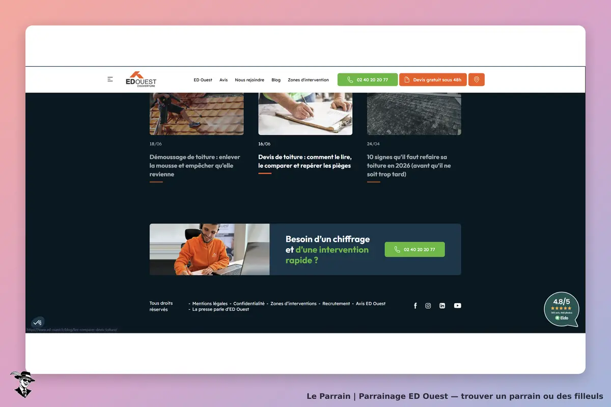 il montre la page d'acceuille du site