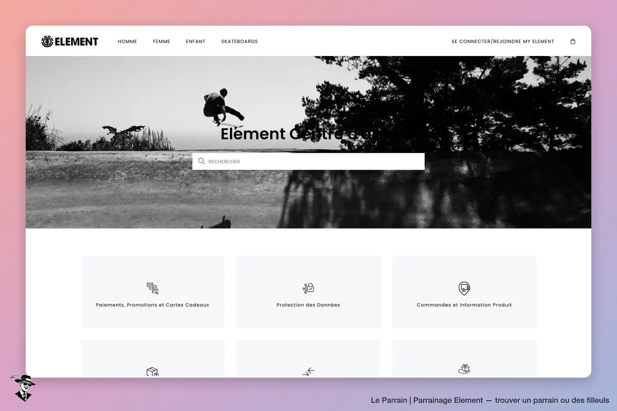 Page d'accueil de Element
