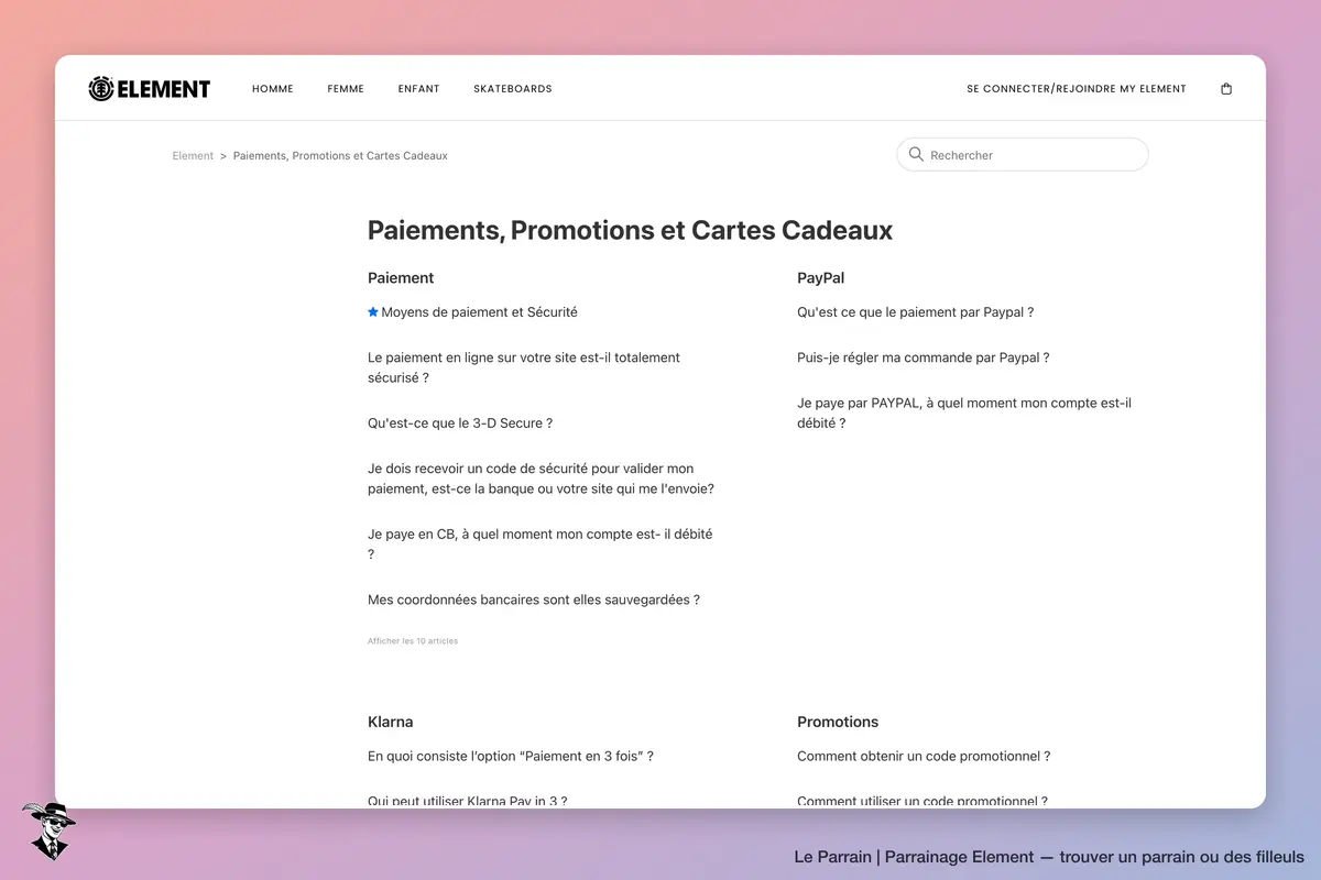 Page catégorie de Element