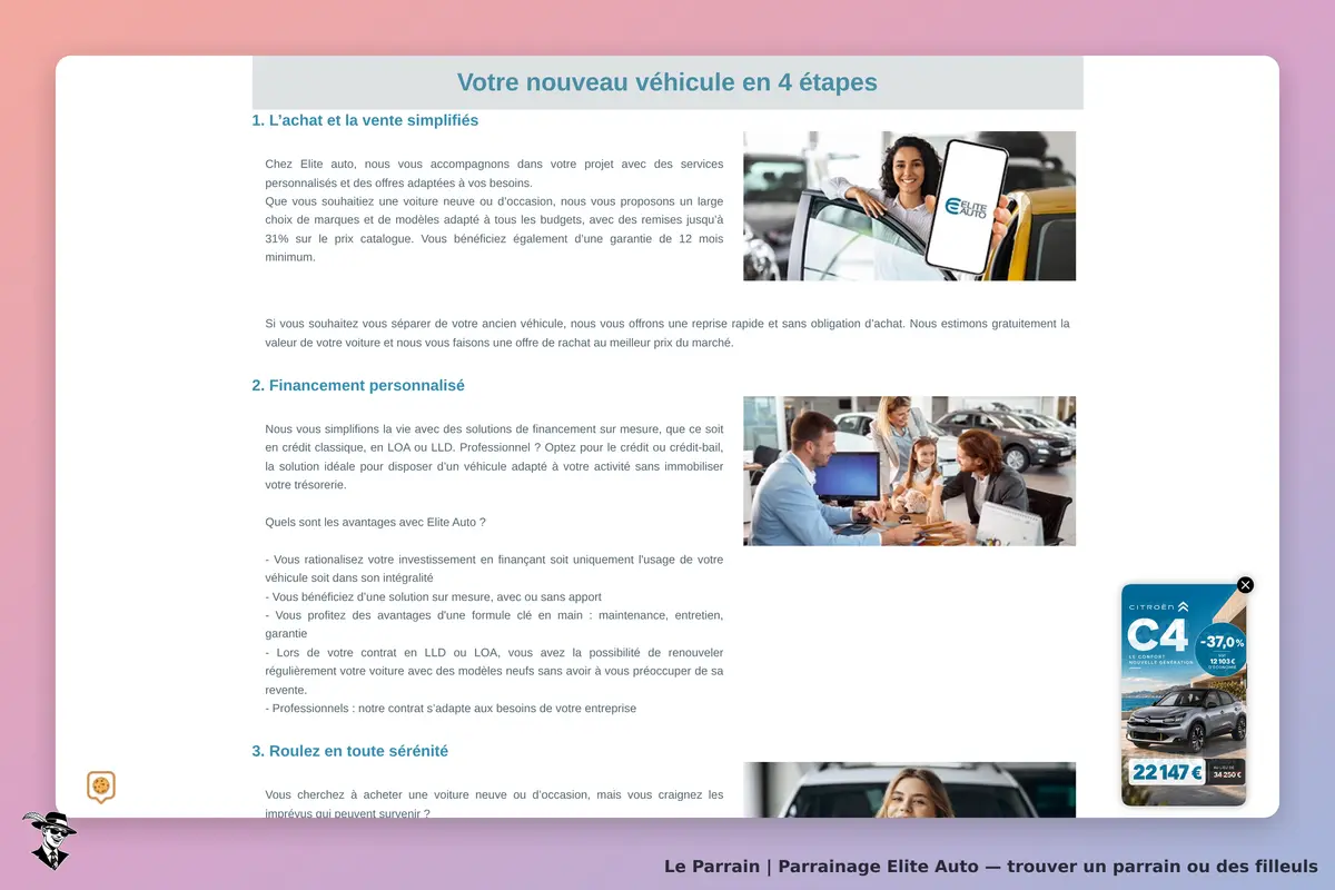 Elite Auto : présentation des étapes pour acheter ou vendre un véhicule avec images explicatives