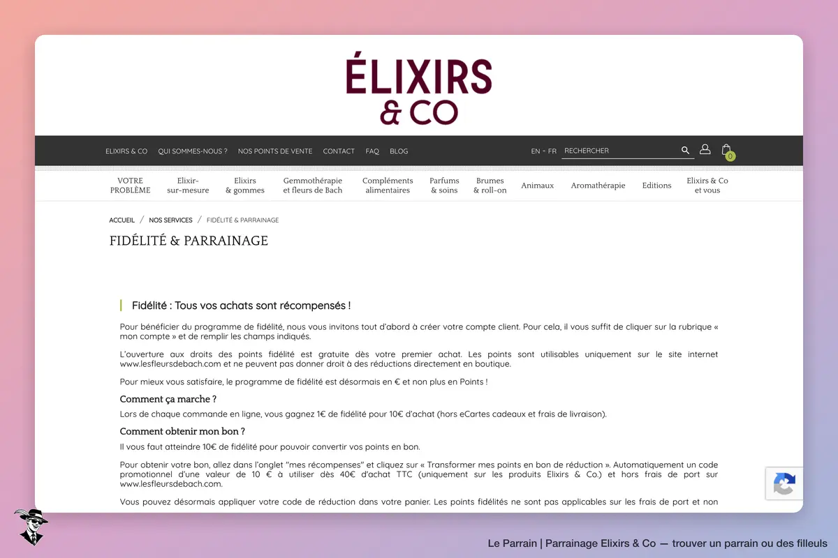 Page parrainage de Elixirs & Co