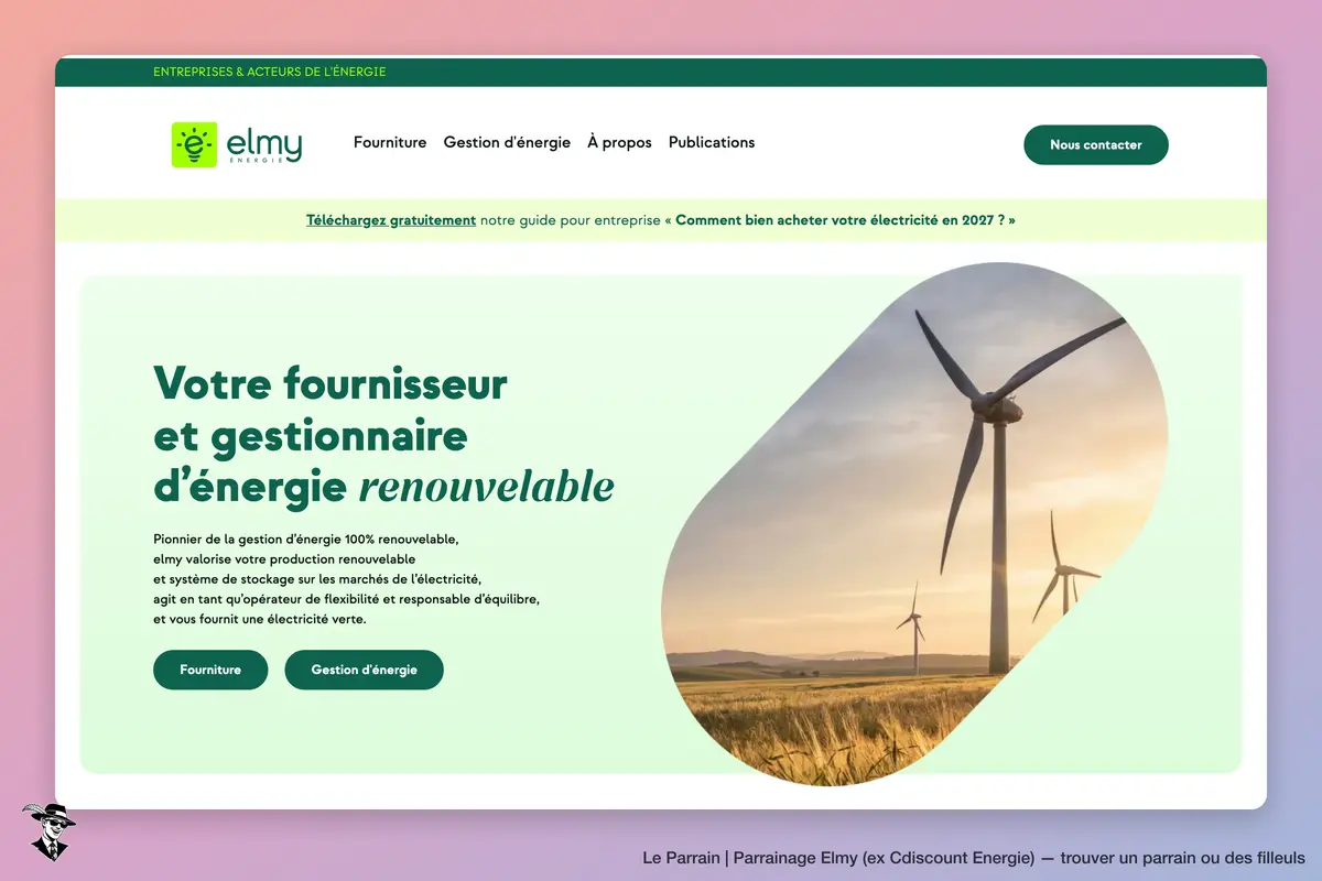 Page d'accueil de Elmy (ex Cdiscount Energie)