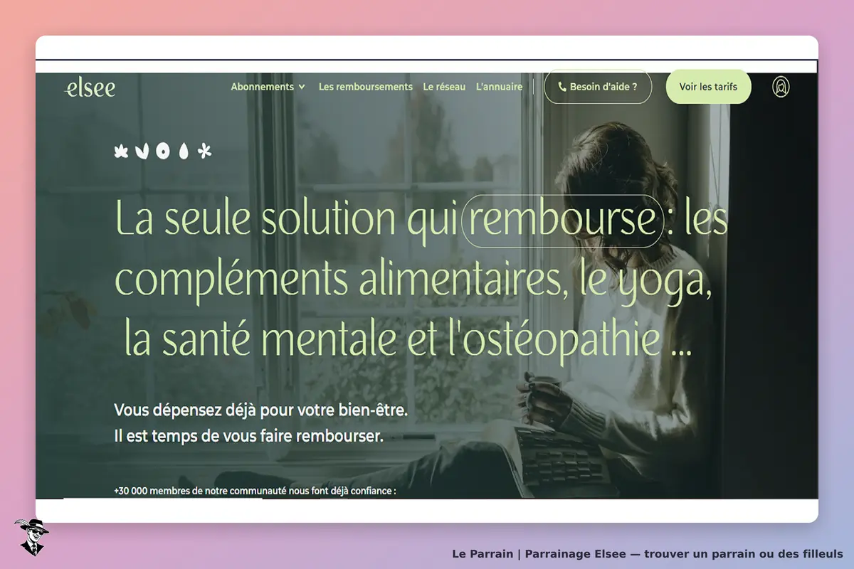 Elsee : page d'accueil avec texte sur les solutions de remboursement et une personne au travail