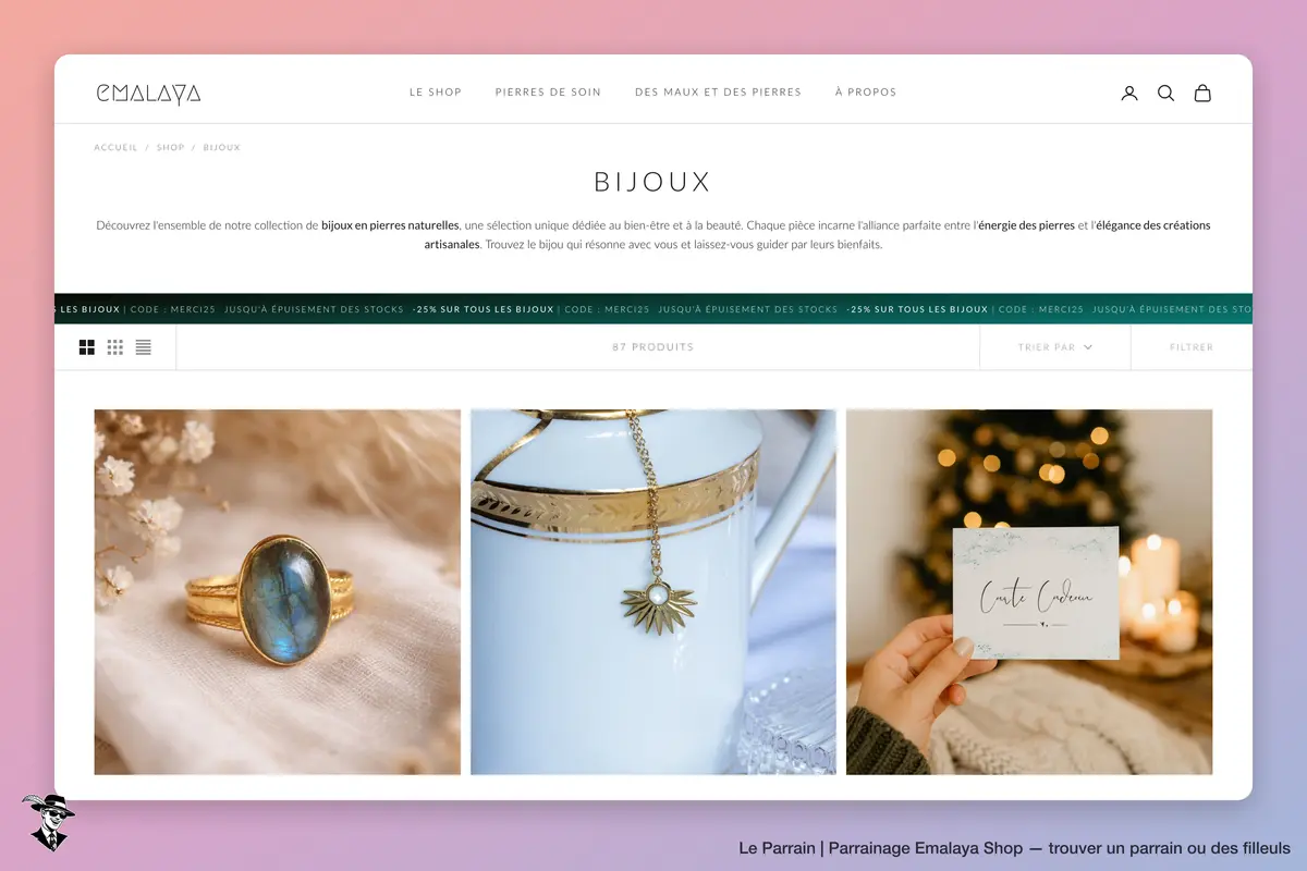 Page catégorie de Emalaya Shop