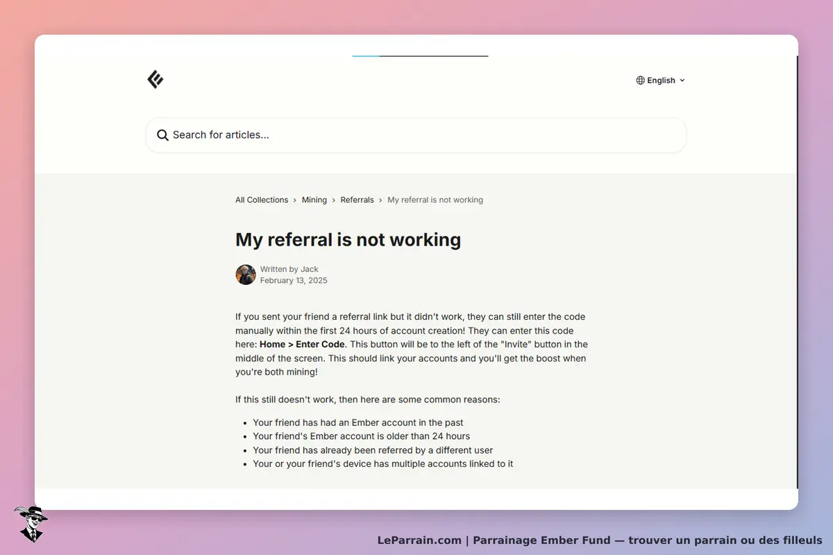 Ember Fund : article sur les problèmes de parrainage avec conseils et solutions affichés