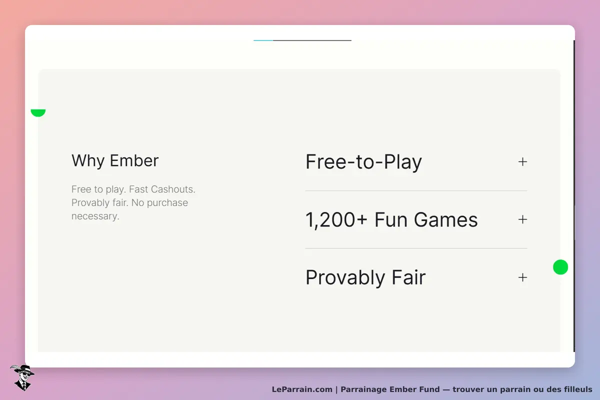Ember Fund : section "Pourquoi Ember" avec des avantages énumérés sur fond clair