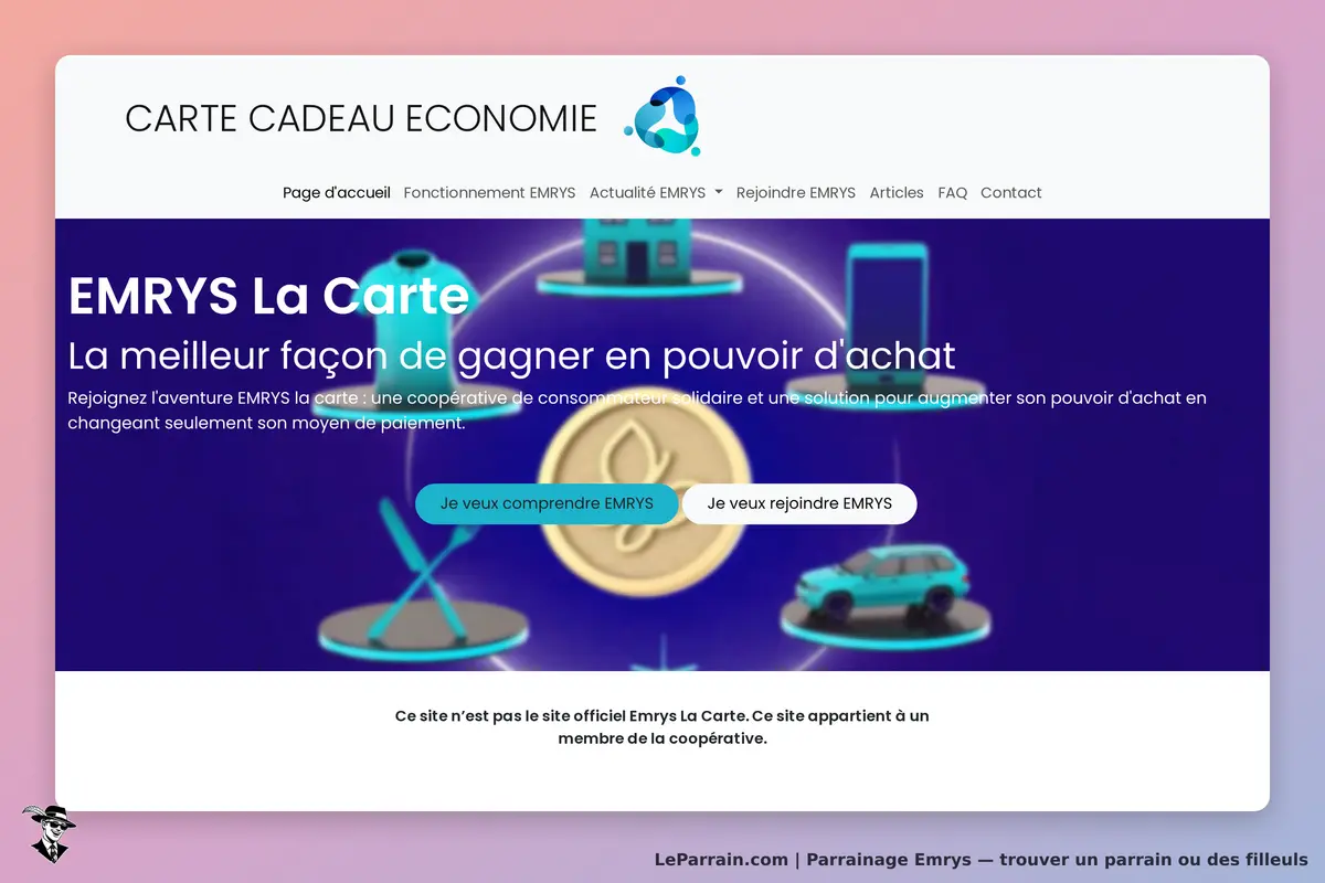 Emrys : page d'accueil présentant la carte et des options pour comprendre ou rejoindre