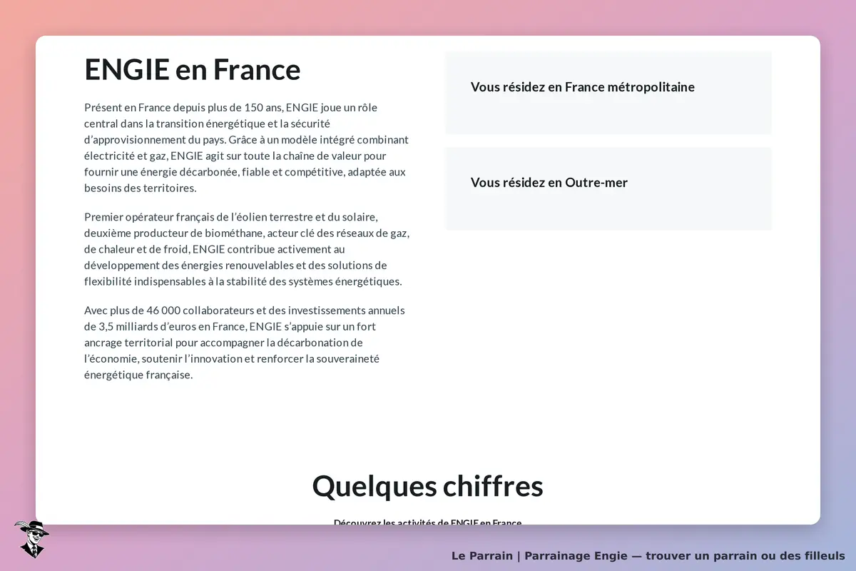 ENGIE : présentation des activités de l'entreprise et options de résidence en France et Outre-mer