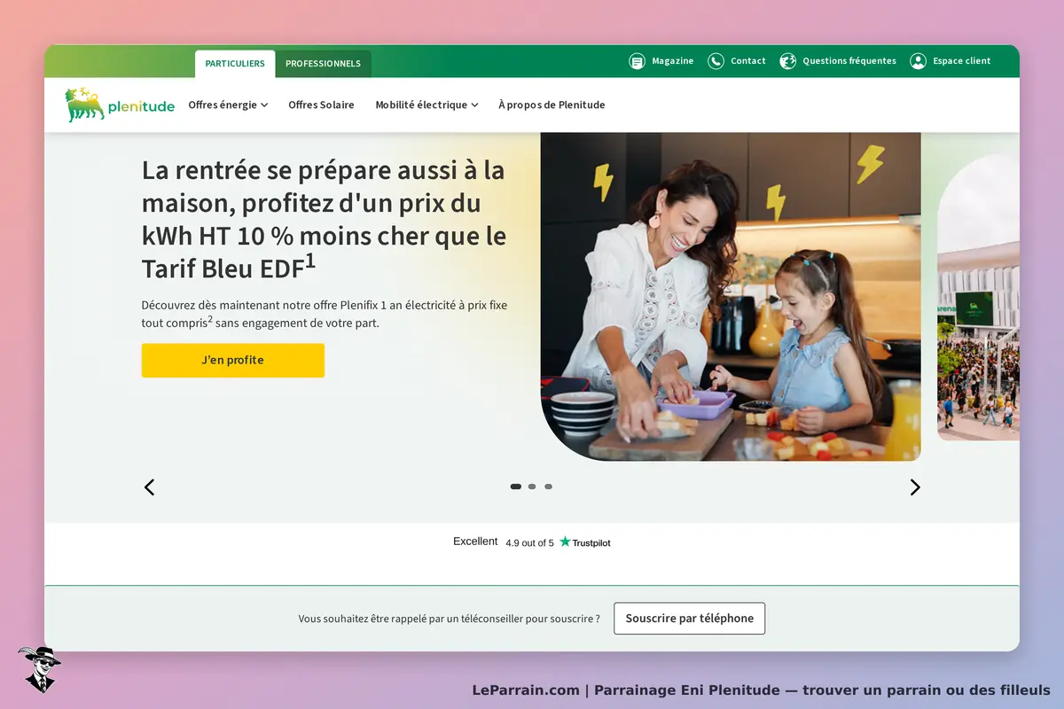 Eni Plenitude : page d'accueil avec une mère et sa fille cuisinant ensemble