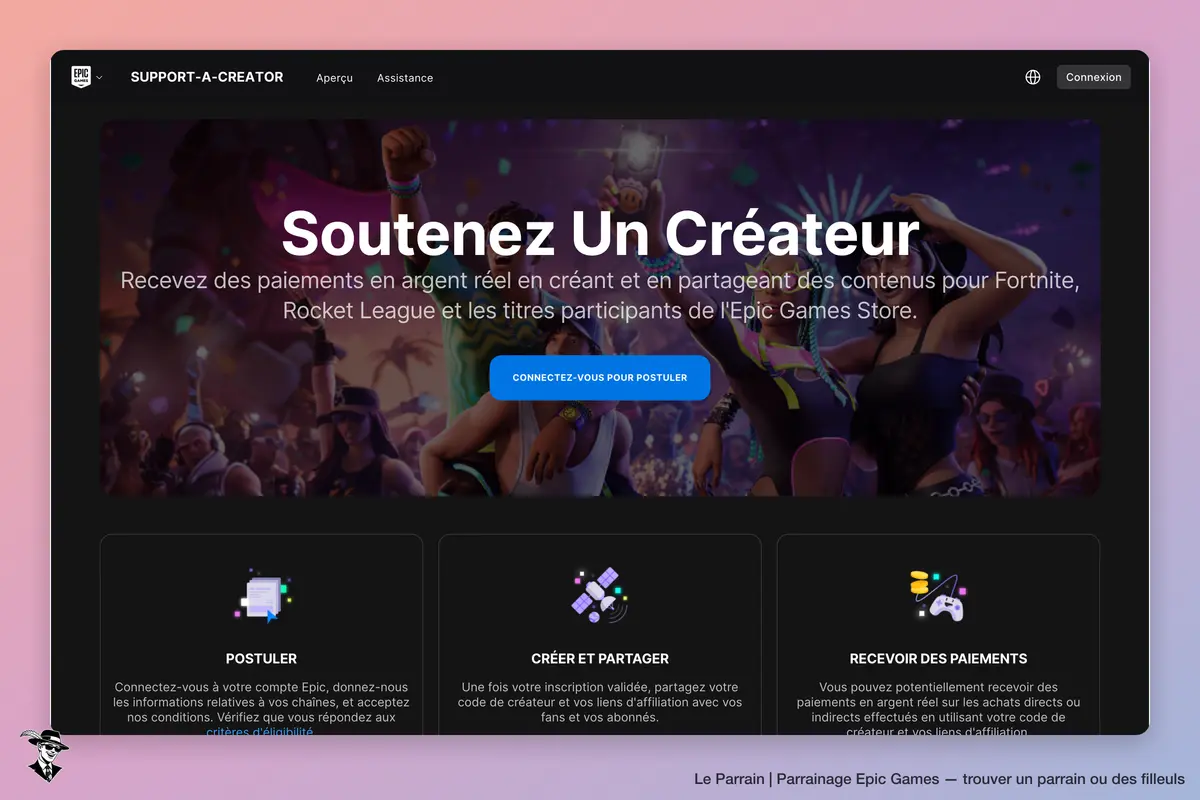 Page d'accueil de Epic Games