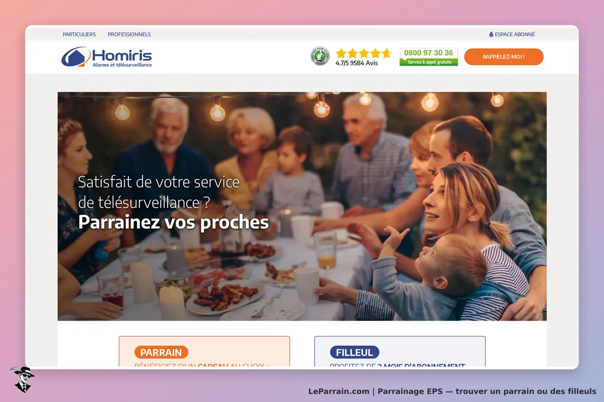 EPS : homiris : page d'accueil avec une famille réunie autour d'une table, ambiance conviviale