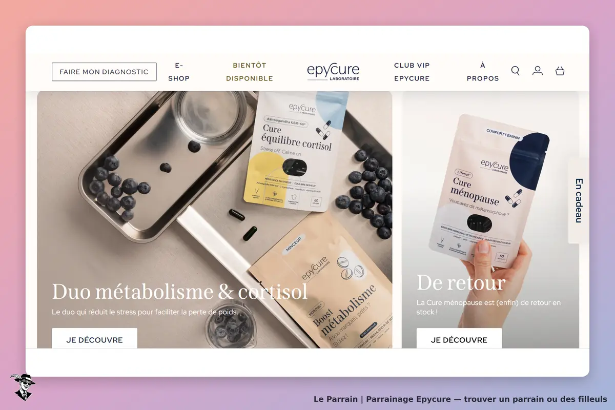 Epycure : page d'accueil présentant des produits de santé et des compléments alimentaires