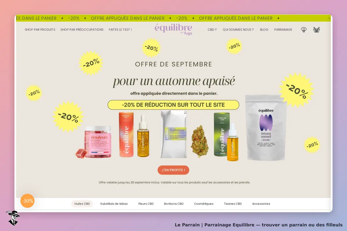 Equilibre : équilibre : page d'accueil avec produits et promotions pour un automne apaisé