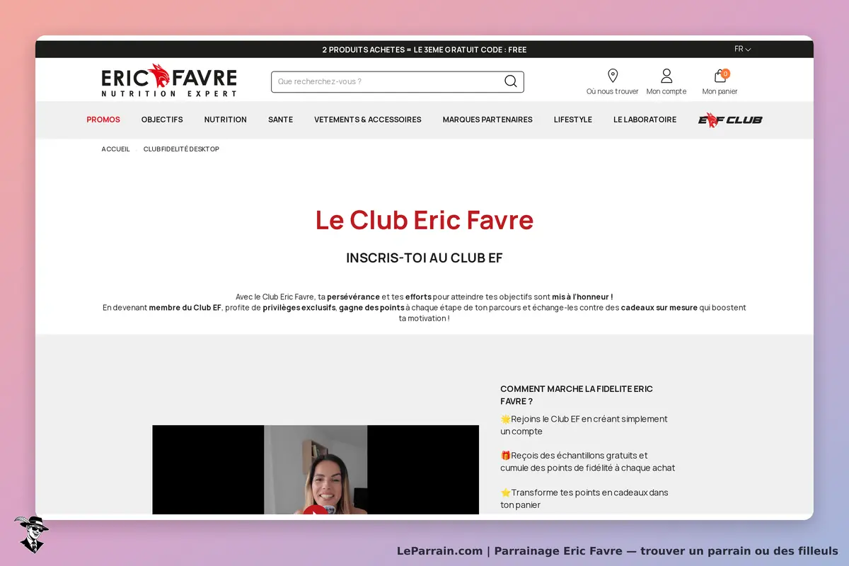 Eric Favre : page d'accueil du Club Eric Favre avec inscription et explications sur le programme