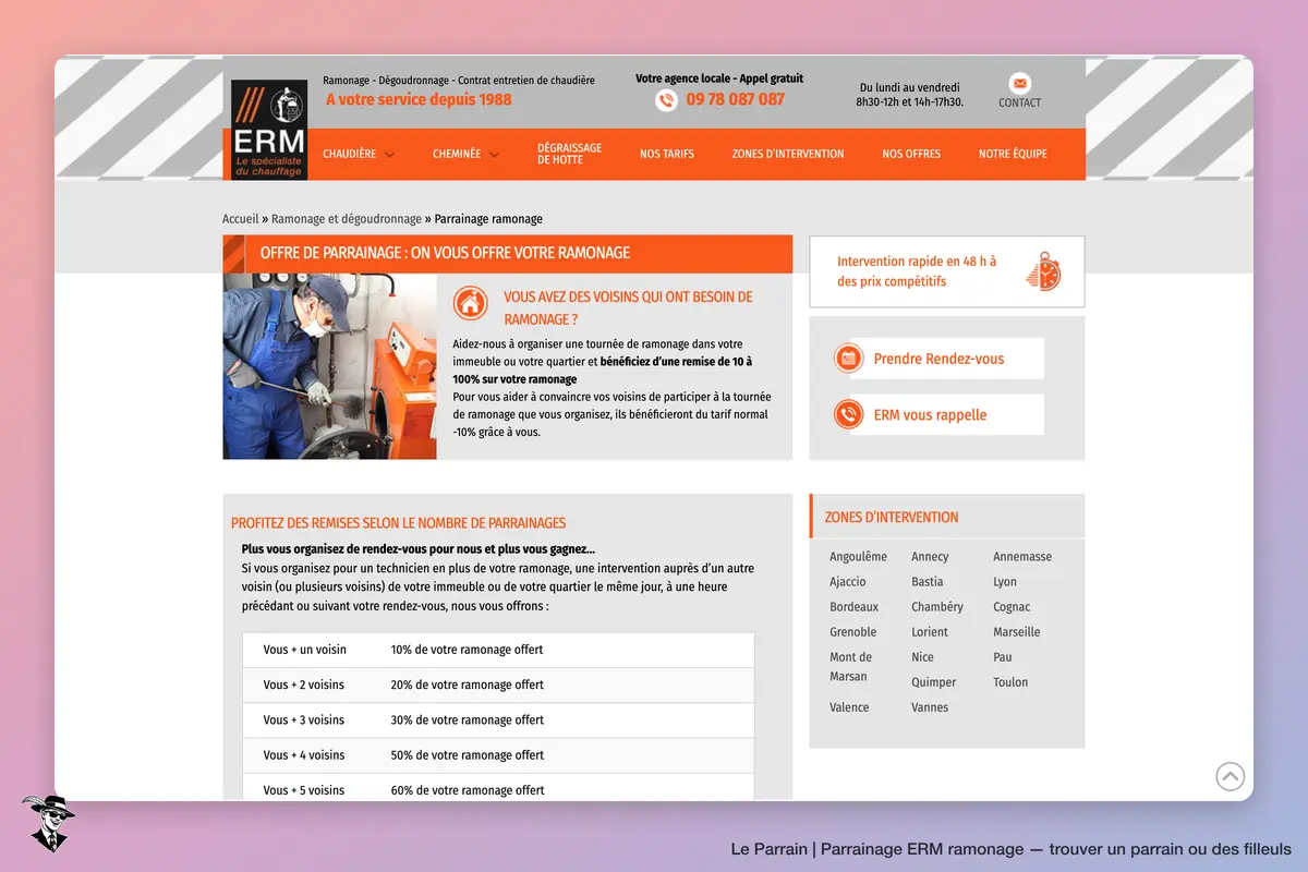 Page parrainage de ERM ramonage
