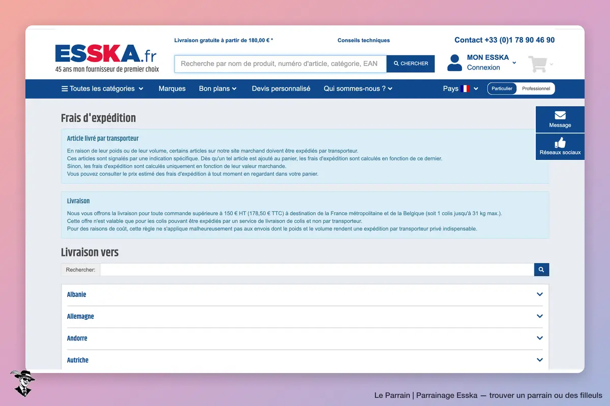 Page produit de Esska