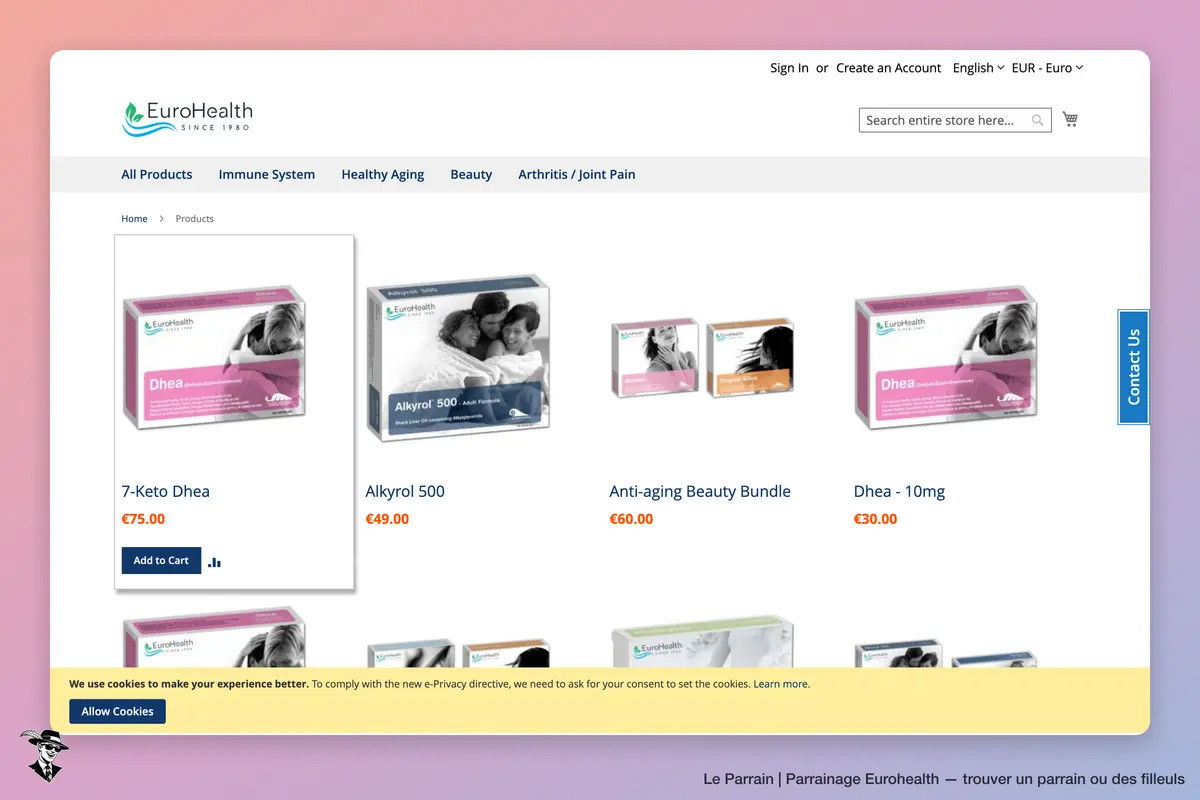 Page produit de Eurohealth