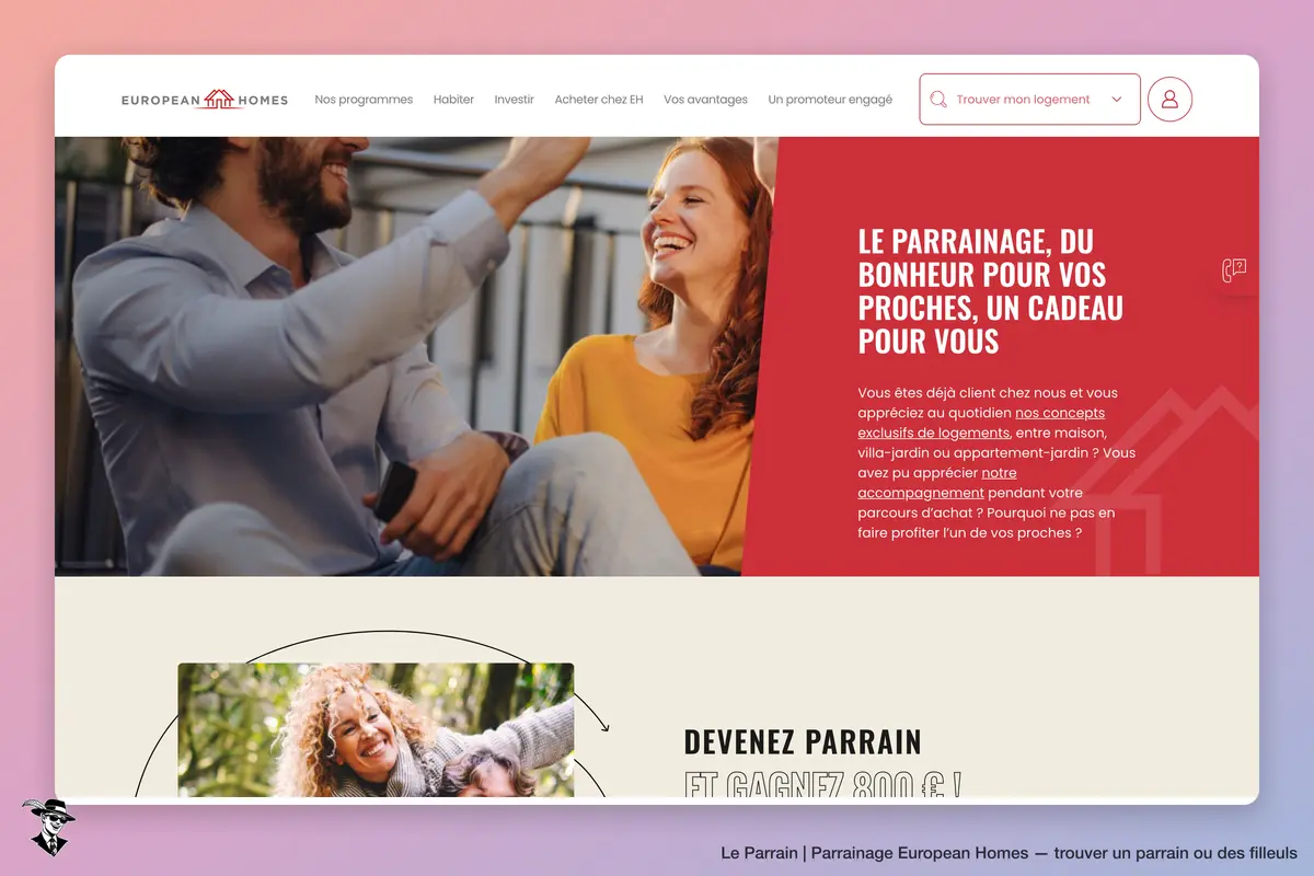 Page parrainage de European Homes