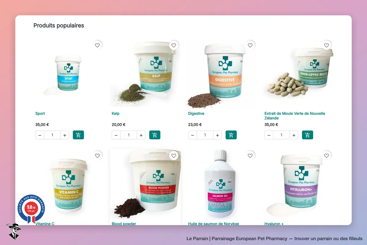 Capture d'écran de European Pet Pharmacy