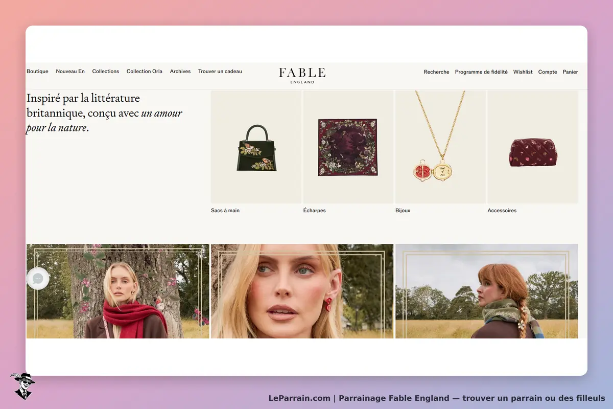 Fable England : fABLE : page d'accueil avec sacs, écharpes, bijoux et accessoires, photos de