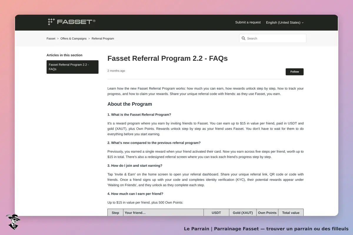 Page parrainage de Fasset