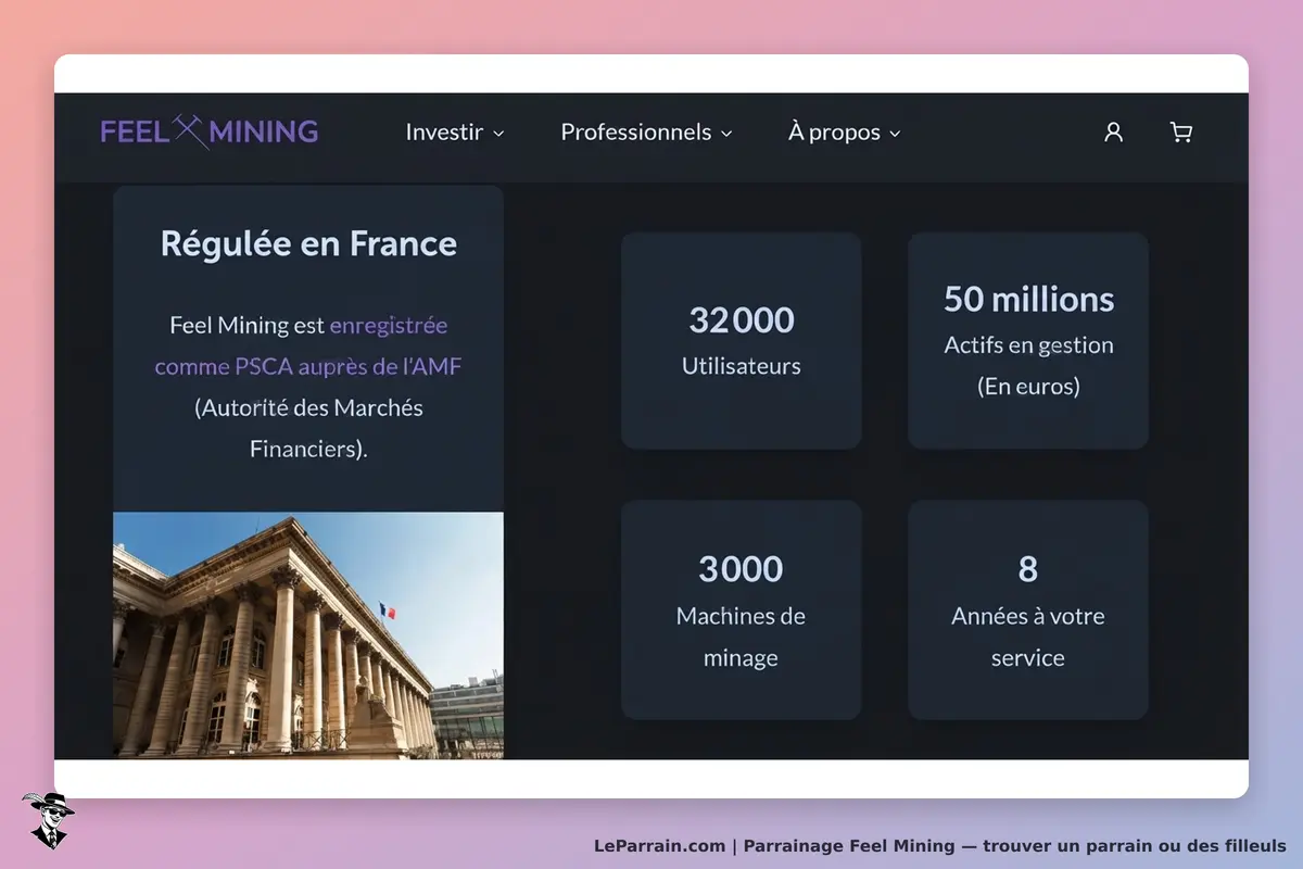 Feel Mining : page d'accueil avec informations sur l'entreprise et statistiques clés