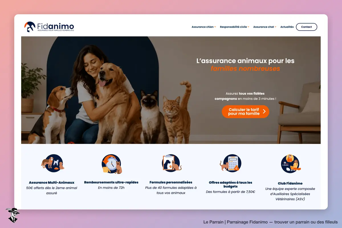 Page d'accueil de Fidanimo