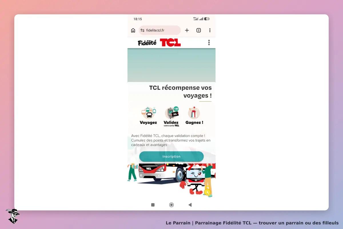 Fidélité TCL : page d'accueil avec des icônes pour voyager, valider et gagner des récompenses