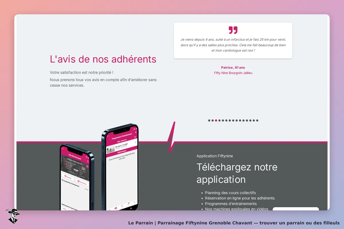 Fiftynine Grenoble Chavant : fiftynine : avis d'adhérents et présentation de l'application avec