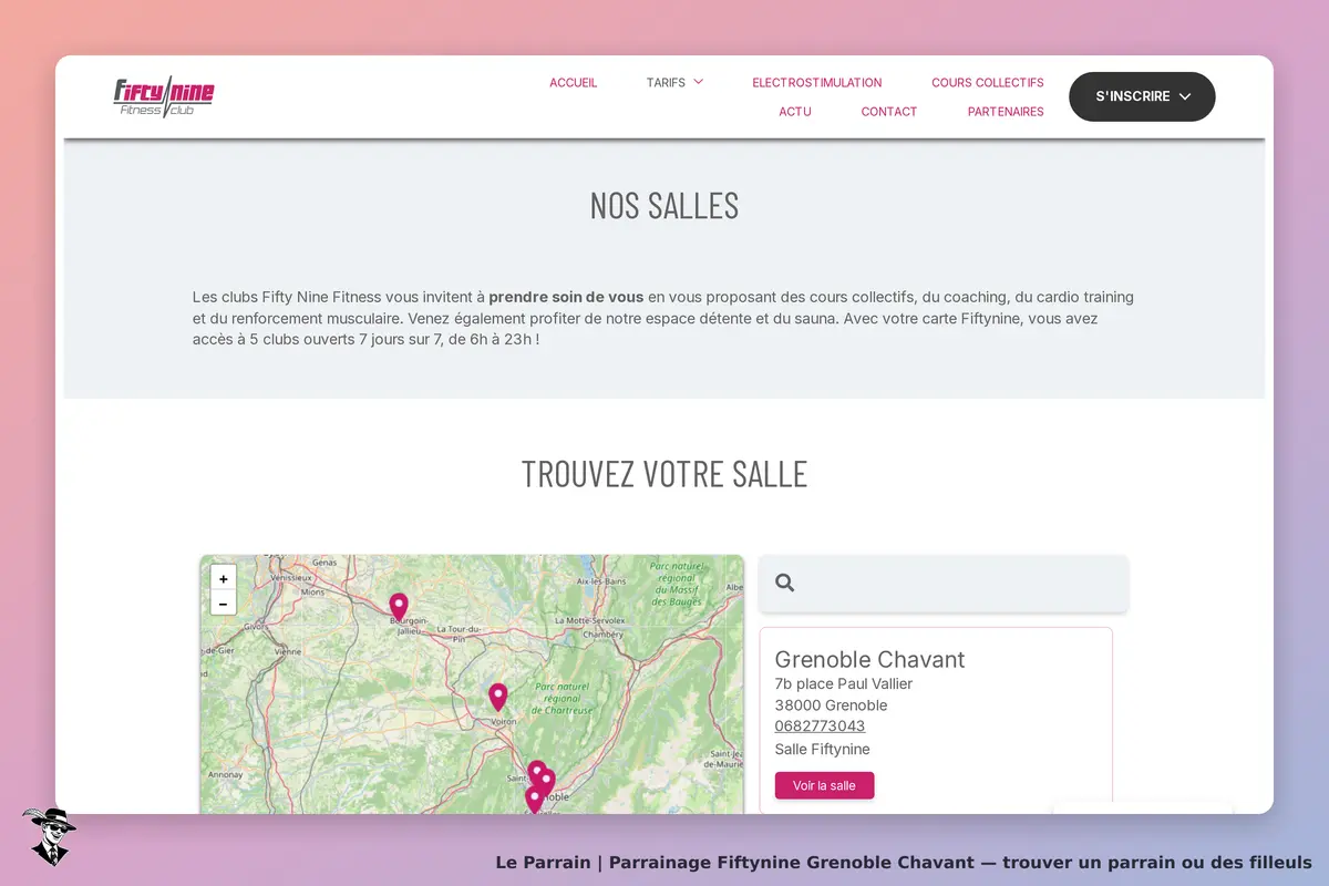 Fiftynine Grenoble Chavant : fiftynine : page d'accueil avec présentation des salles et carte de