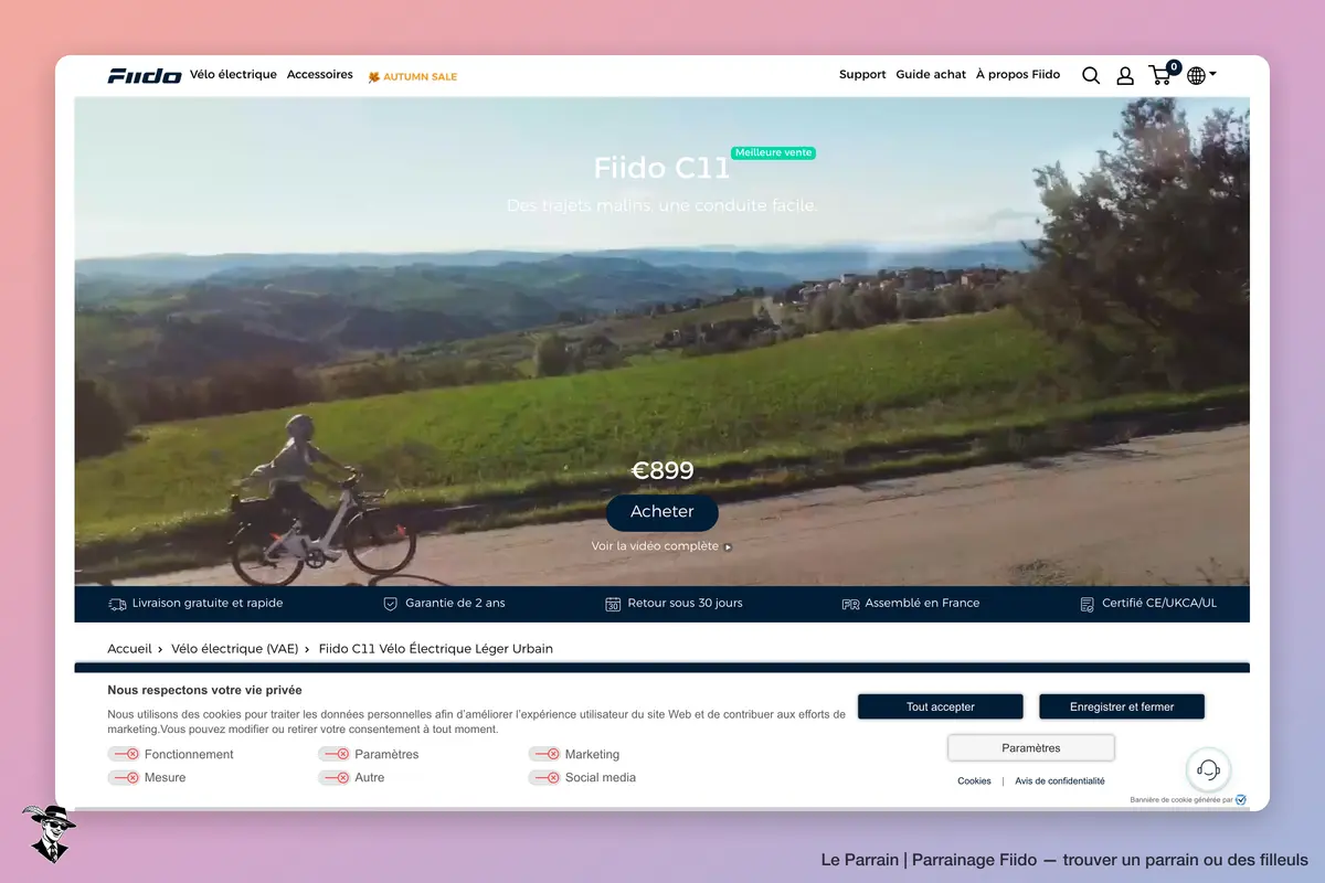 Page produit de Fiido