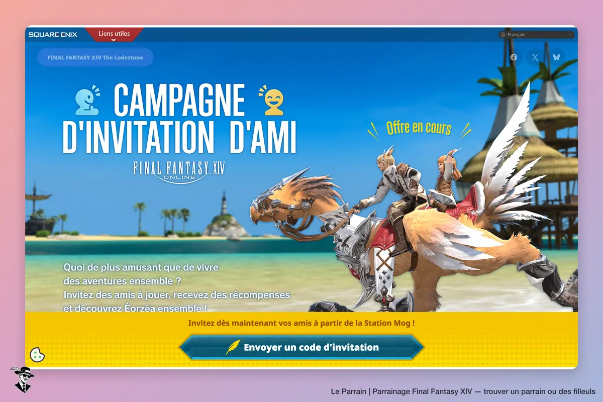 Page parrainage de Final Fantasy XIV