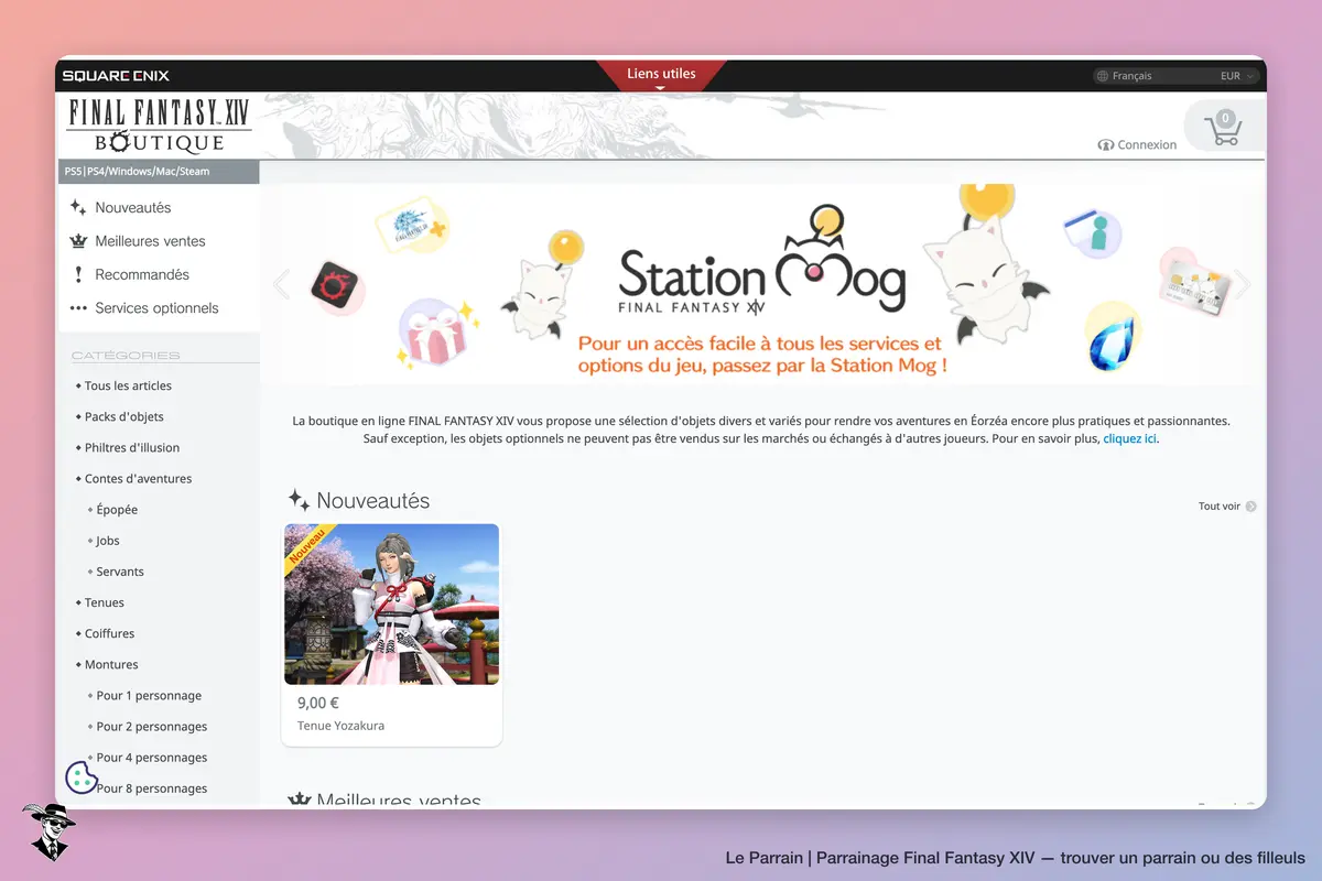 Page catégorie de Final Fantasy XIV