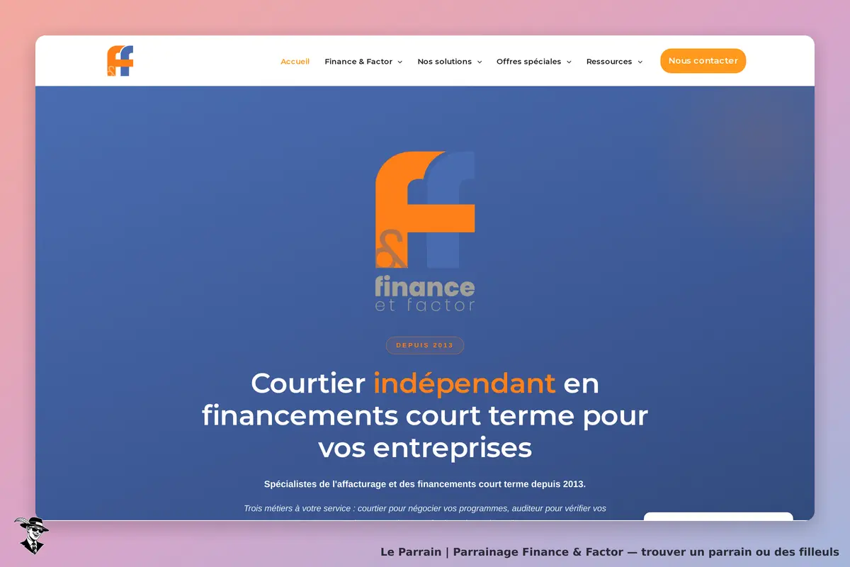 Page d'accueil de Finance & Factor