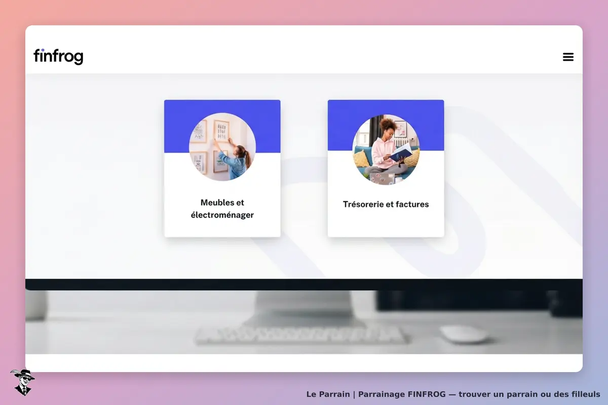 finfrog : page d'accueil avec deux sections sur les services proposés