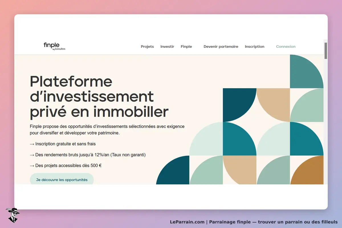 finple : page d'accueil présentant une plateforme d'investissement privé en immobilier