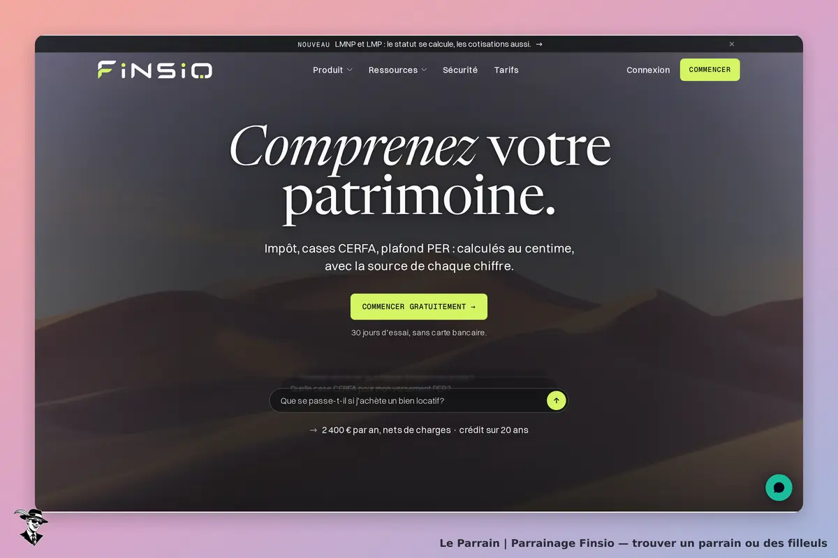 Page d'accueil de Finsio