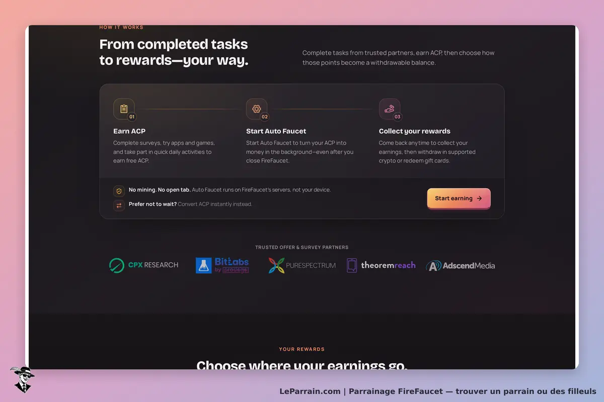 FireFaucet : présentation des étapes pour gagner des récompenses avec des partenaires de confiance