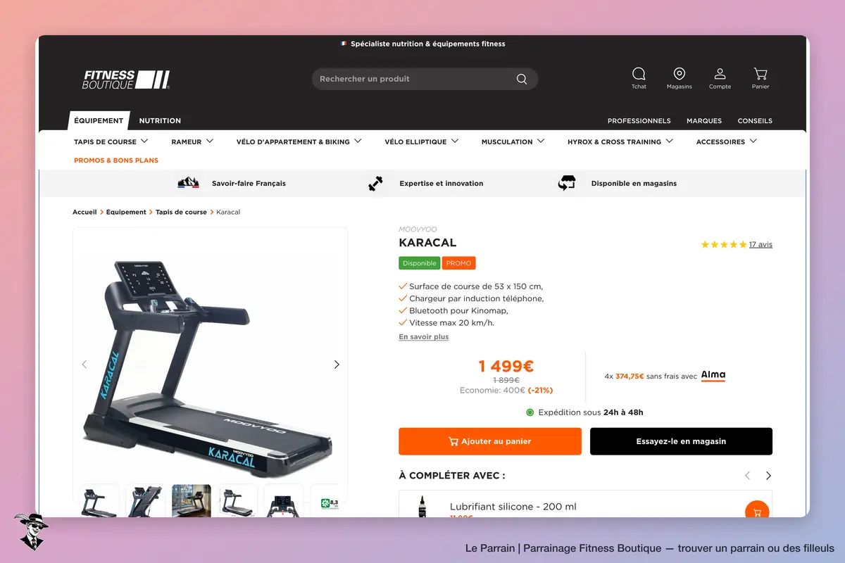 Page produit de Fitness Boutique