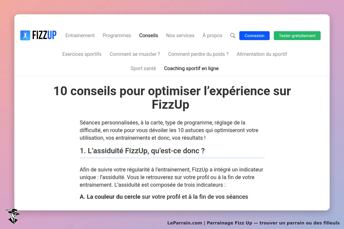 Fizz Up : conseils pour optimiser l'expérience sur le site, avec une liste d'astuces affichée