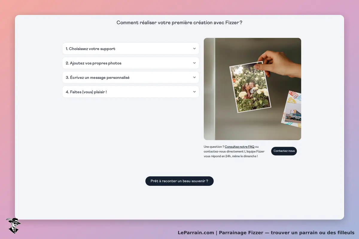 Fizzer : étapes pour créer une première création avec photos et message personnalisé